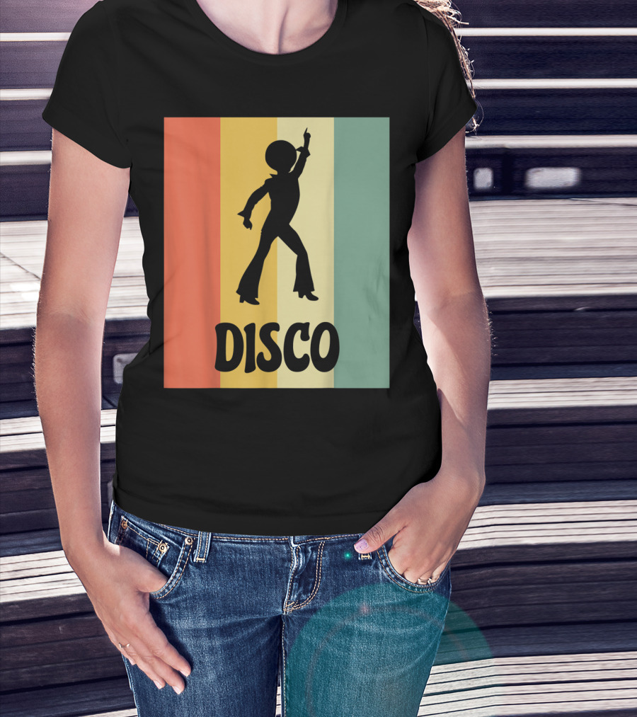 Disco Retro Funk Groove On Color Stripes T-Shirt