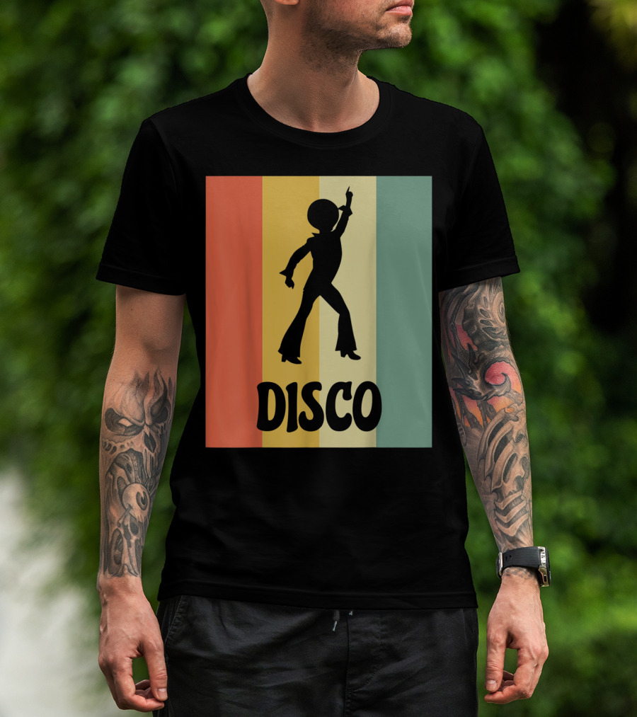 Disco Retro Funk Groove On Color Stripes T-Shirt