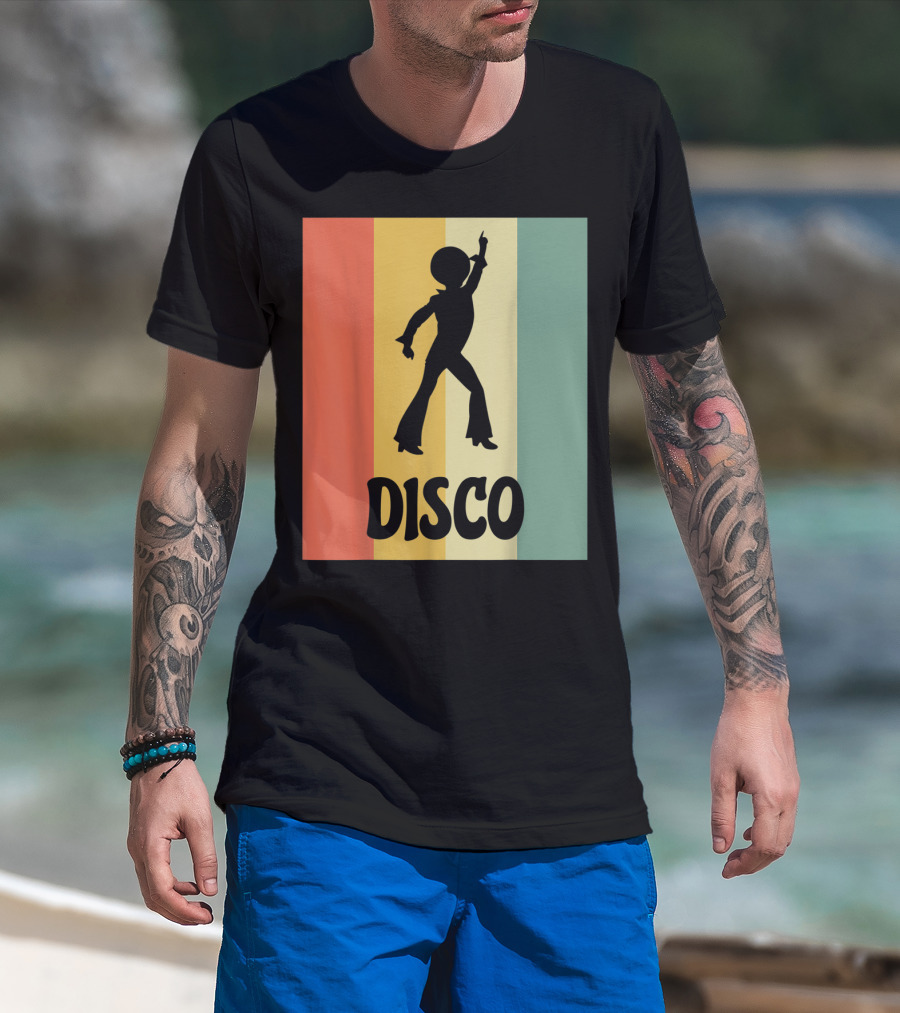 Disco Retro Funk Groove On Color Stripes T-Shirt