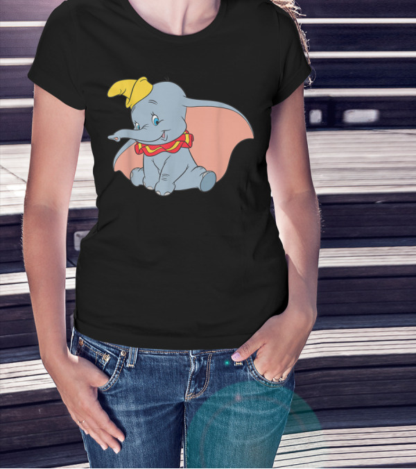 Dumbo Classic Disney Circus Elephant With Yellow Hat And Red Collar T-Shirt