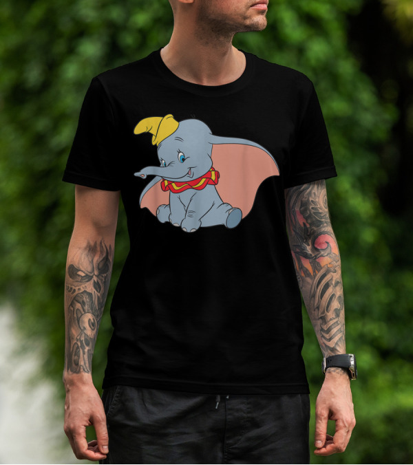 Dumbo Classic Disney Circus Elephant With Yellow Hat And Red Collar T-Shirt