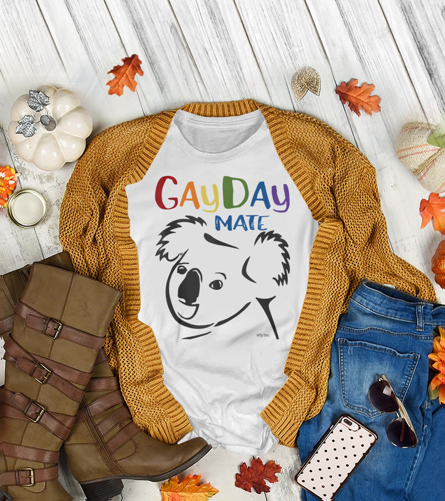 Australian Rainbow Koala Gay Day Mate Greeting T-Shirt