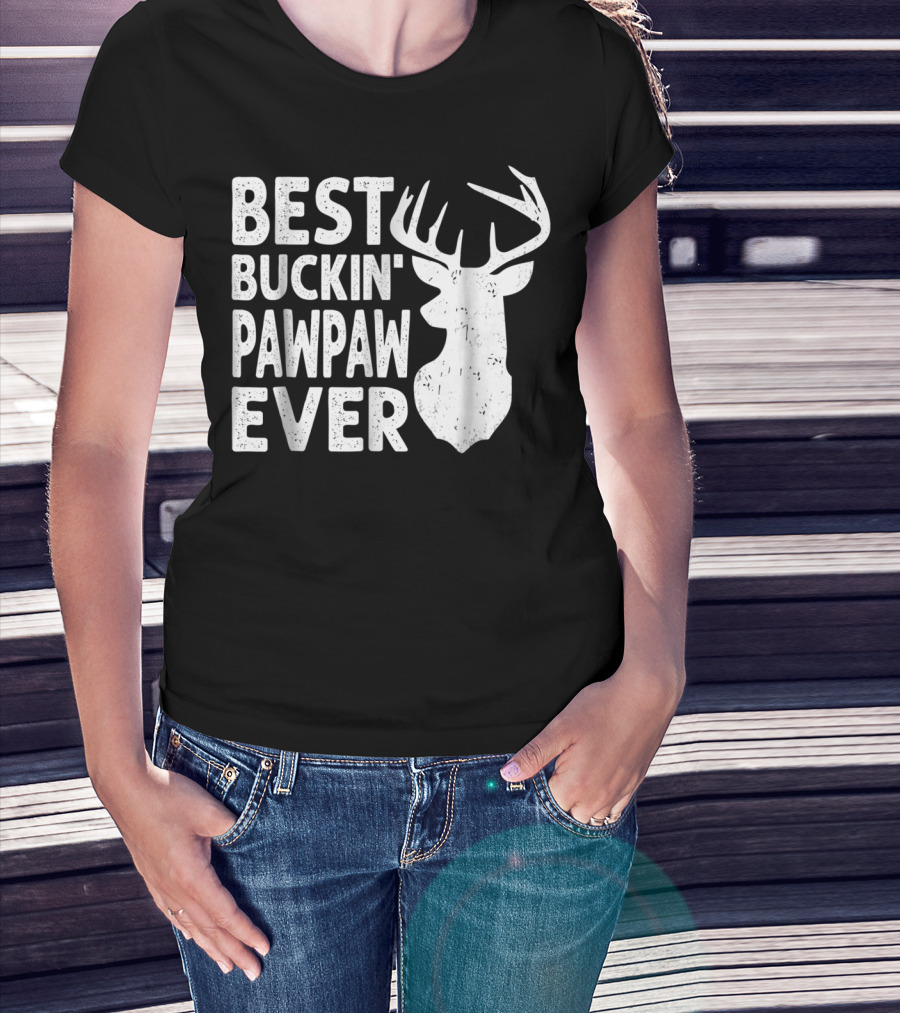 Best Buckin' Pawpaw Ever Deer Hunting Buckin' Deer Head T-Shirt