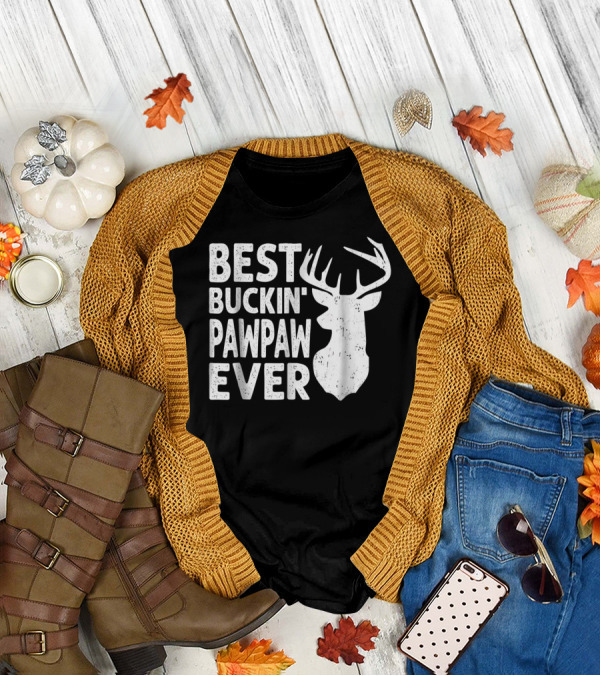 Best Buckin' Pawpaw Ever Deer Hunting Buckin' Deer Head T-Shirt