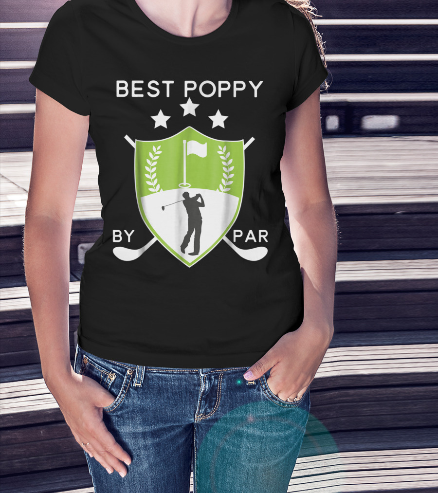Best Poppy By Par Golf Golfer Crest Shield T-Shirt