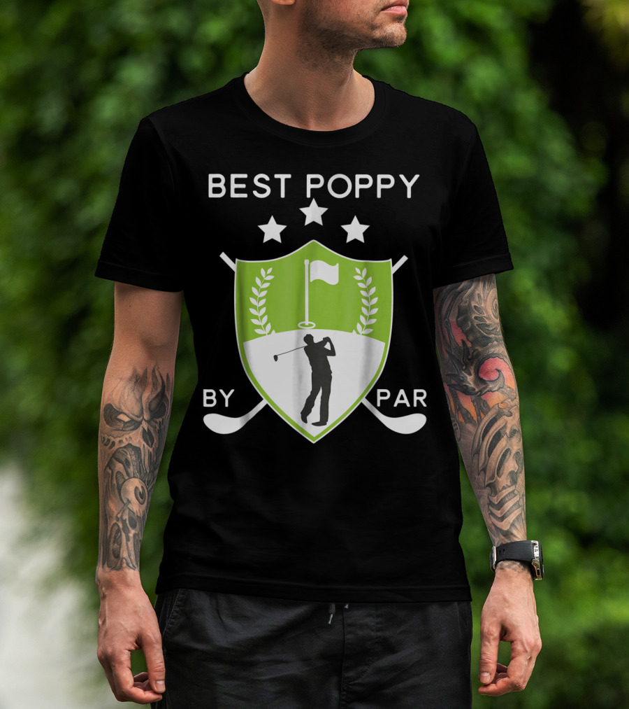 Best Poppy By Par Golf Golfer Crest Shield T-Shirt