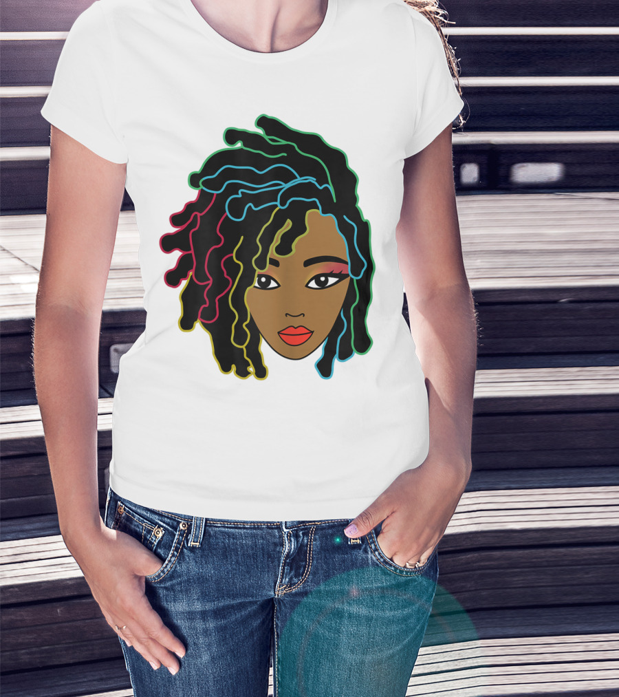Black Girl With Colorful Locs Hair Pride T-Shirt