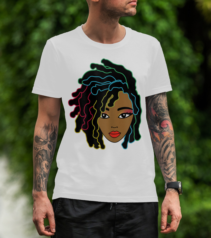 Black Girl With Colorful Locs Hair Pride T-Shirt