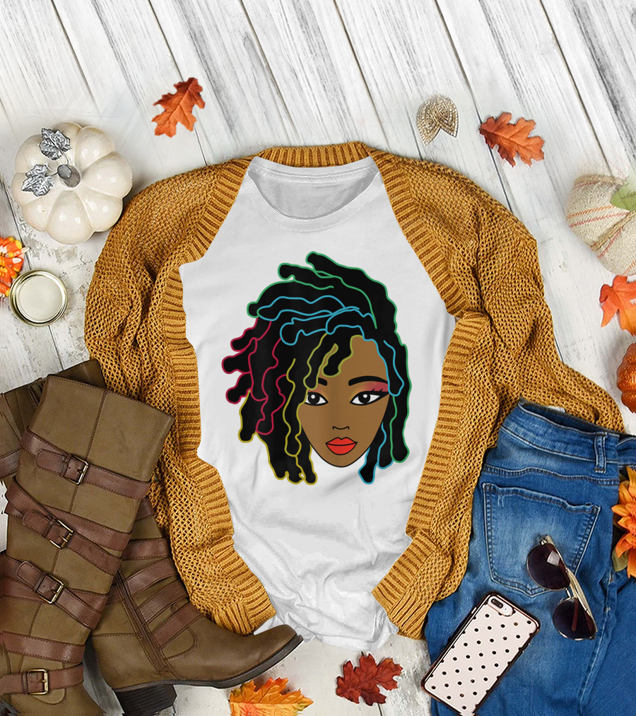 Black Girl With Colorful Locs Hair Pride T-Shirt