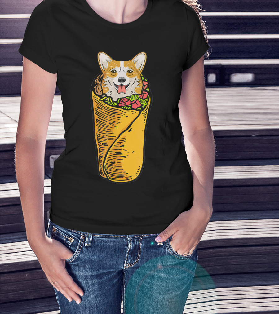Cinco De Mayo Corgi In Burrito Mexican Food T-Shirt