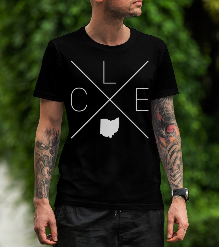CLE Ohio Cross Cleveland Map T-Shirt