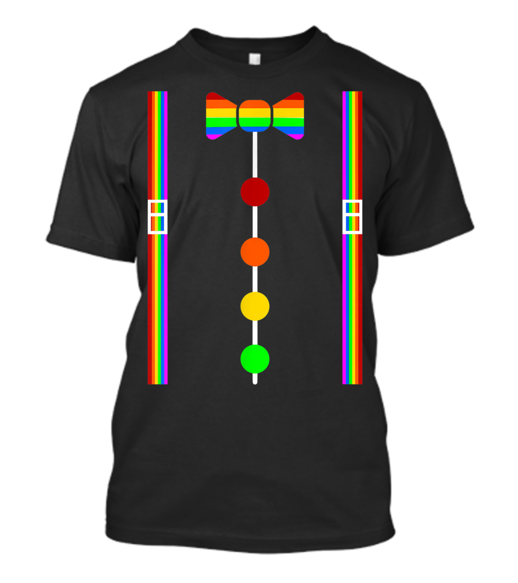 Clown Tie Rainbow Bowtie Suspenders Costume Circus Carnival T-Shirt