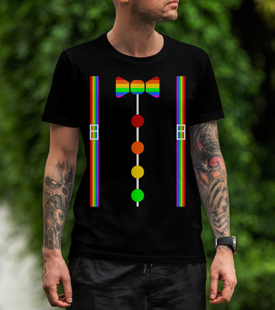 Clown Tie Rainbow Bowtie Suspenders Costume Circus Carnival T-Shirt