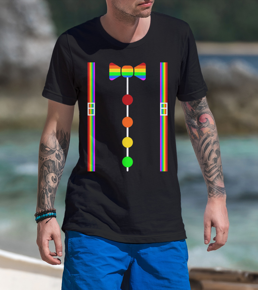 Clown Tie Rainbow Bowtie Suspenders Costume Circus Carnival T-Shirt