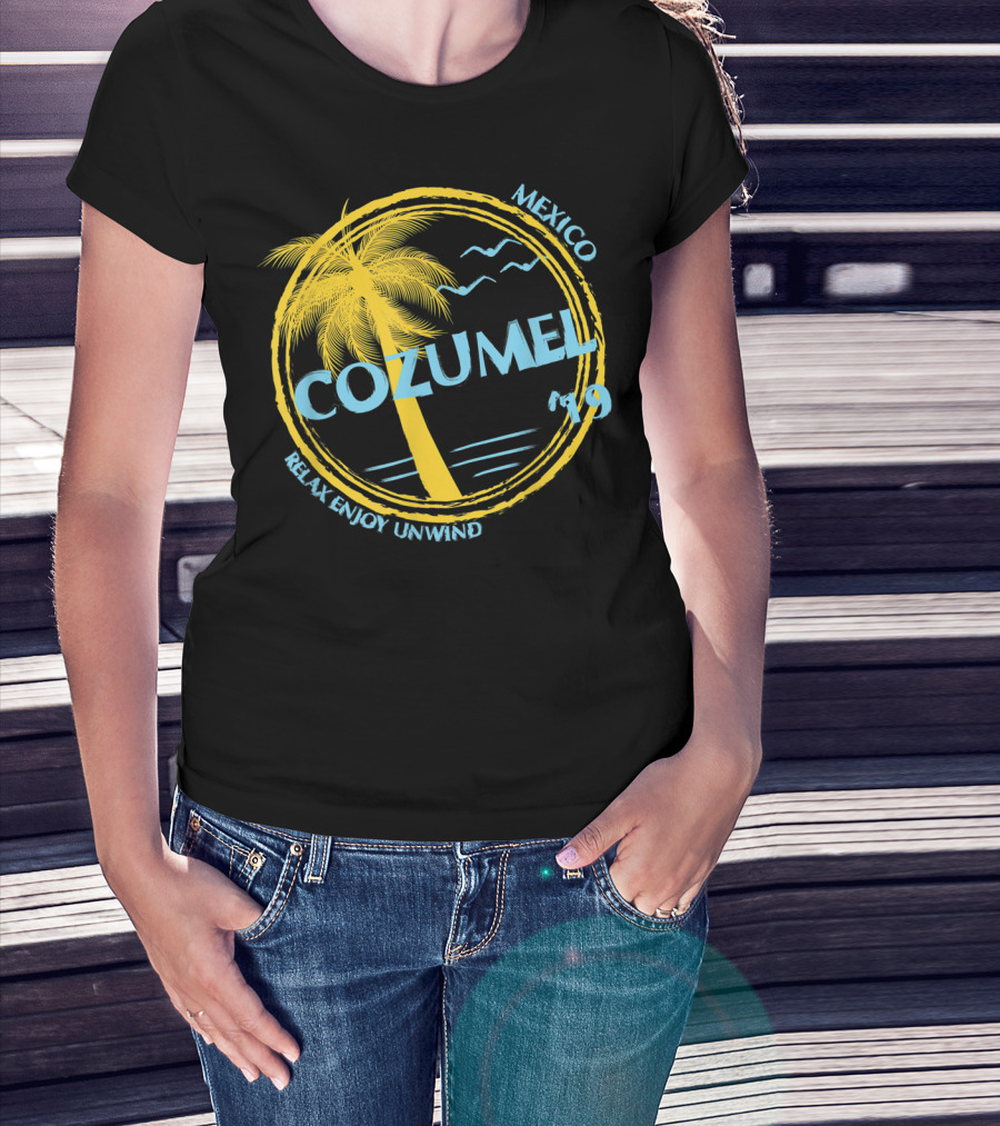 Cozumel Mexico Relax Enjoy Unwind Palm Tree 79 Spring Brea Souvenir T-Shirt