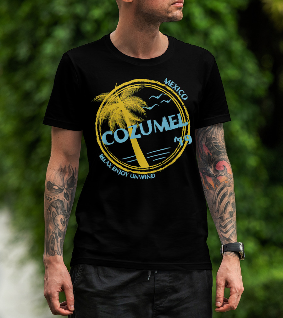 Cozumel Mexico Relax Enjoy Unwind Palm Tree 79 Spring Brea Souvenir T-Shirt