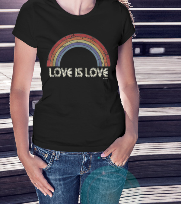 Love Is Love Distressed Rainbow T-Shirt