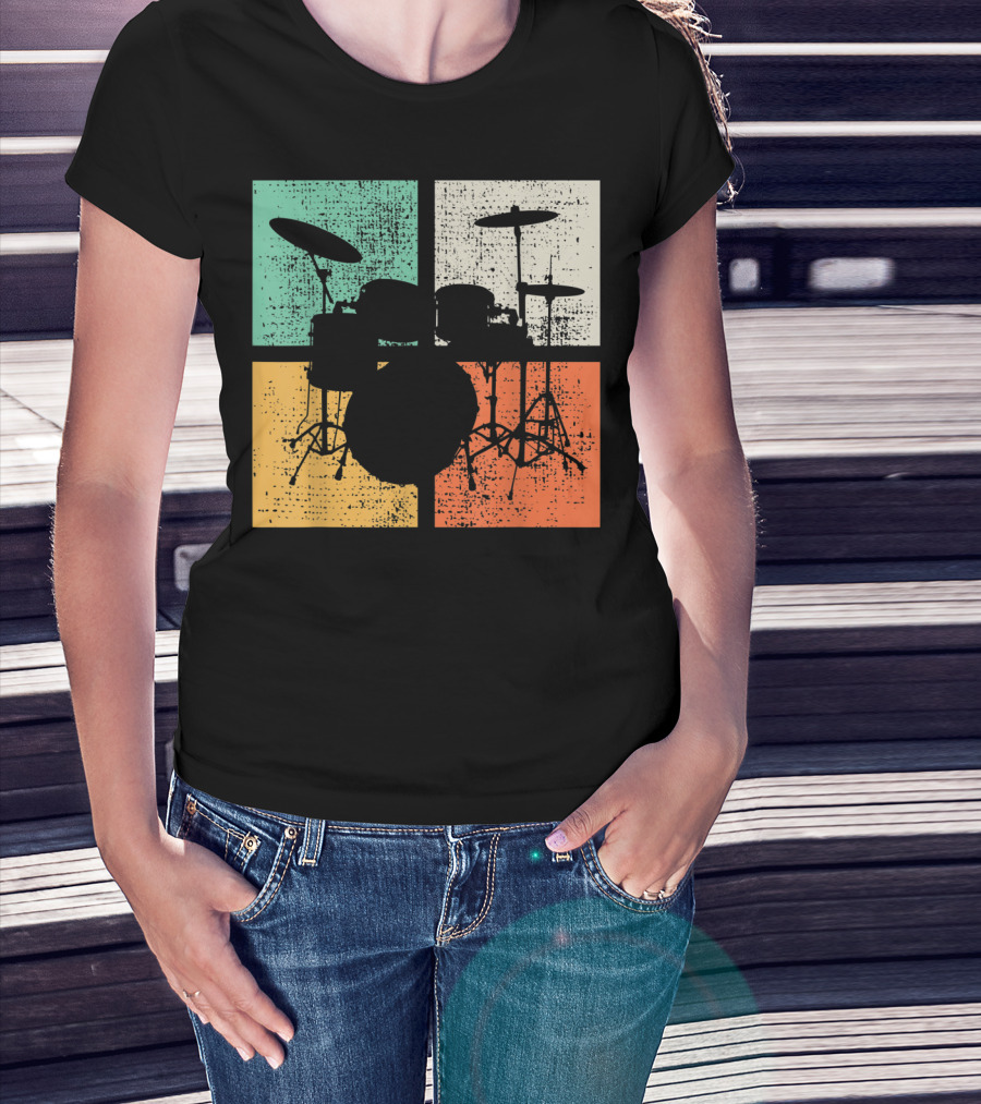 Drummer Drumline Drumset Retro Drum Kit T-Shirt