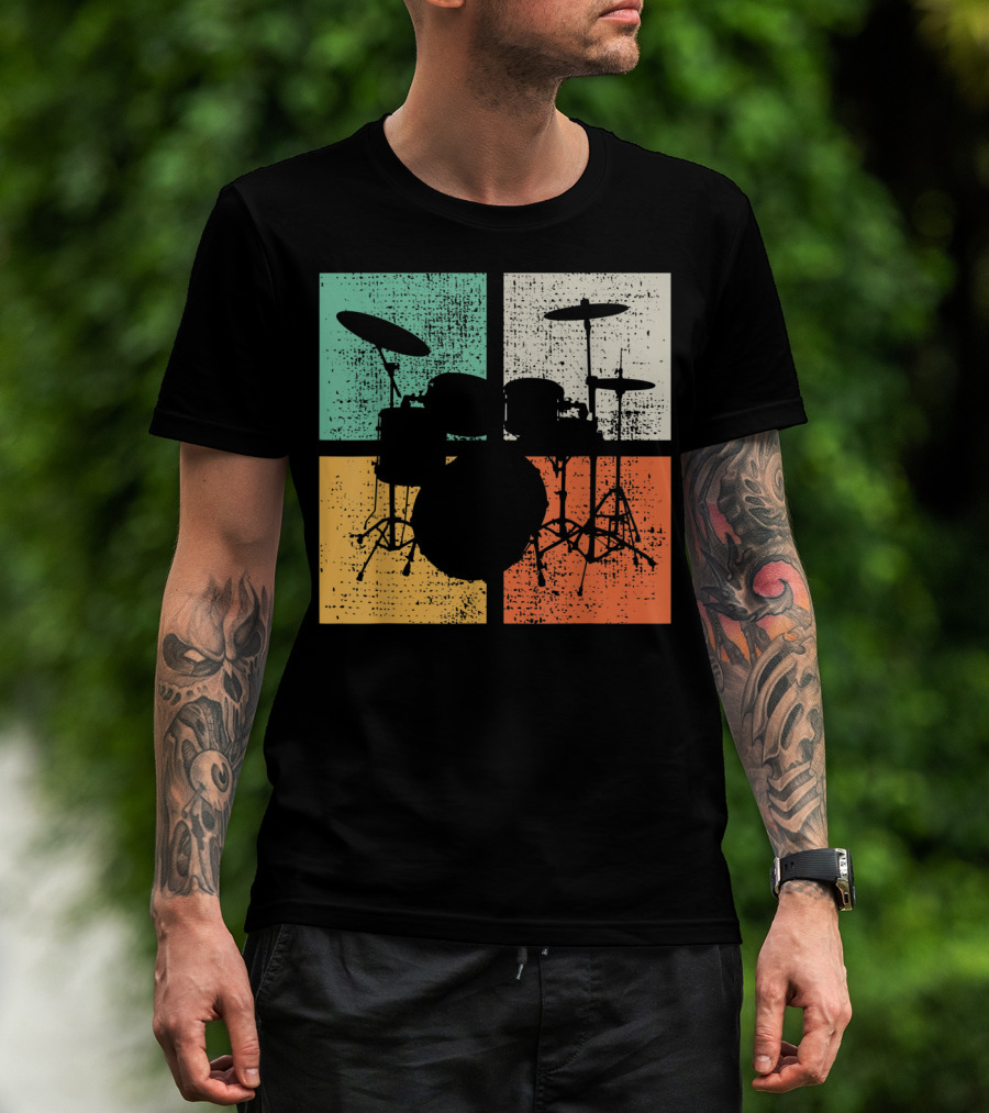 Drummer Drumline Drumset Retro Drum Kit T-Shirt