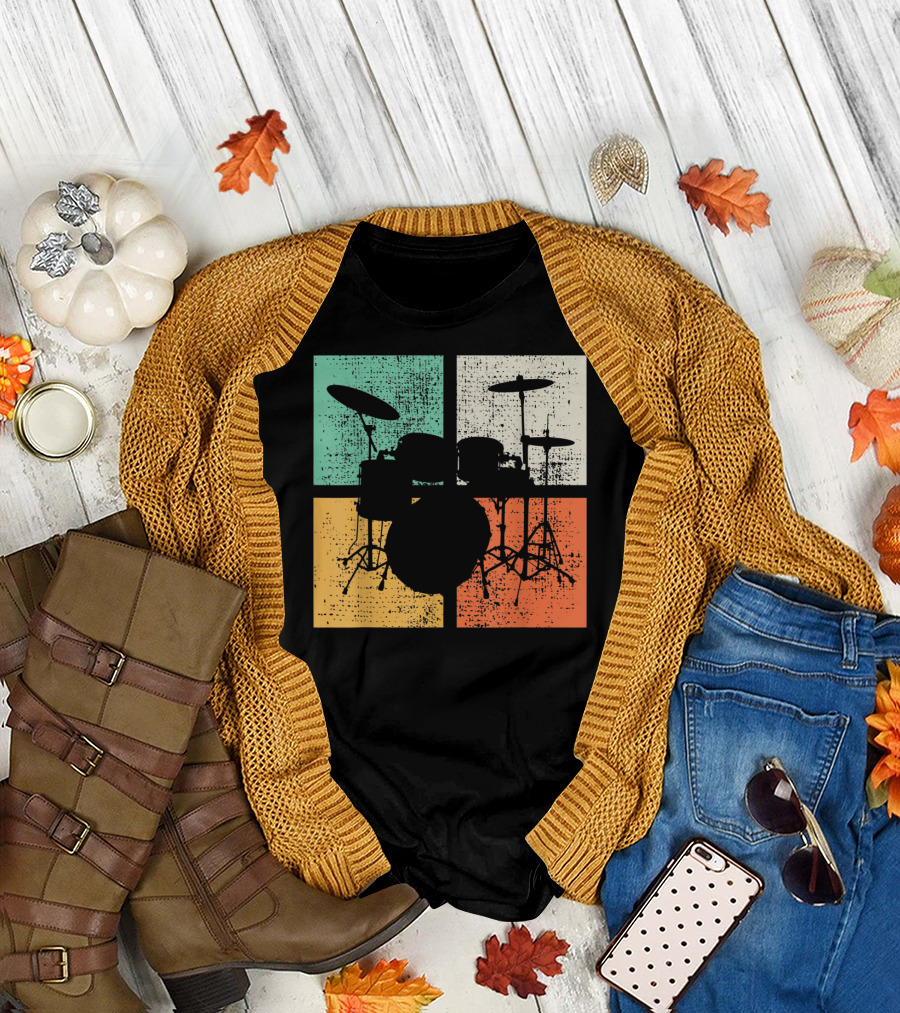 Drummer Drumline Drumset Retro Drum Kit T-Shirt