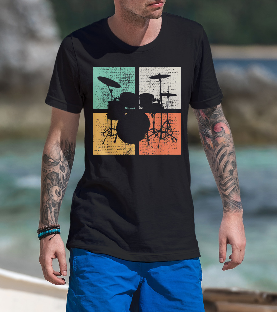Drummer Drumline Drumset Retro Drum Kit T-Shirt
