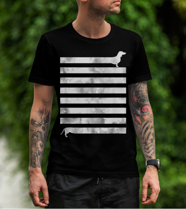 Funny Dachshund Wiener Dog Chiweenie Doxie Striped Optical Illusion T-Shirt