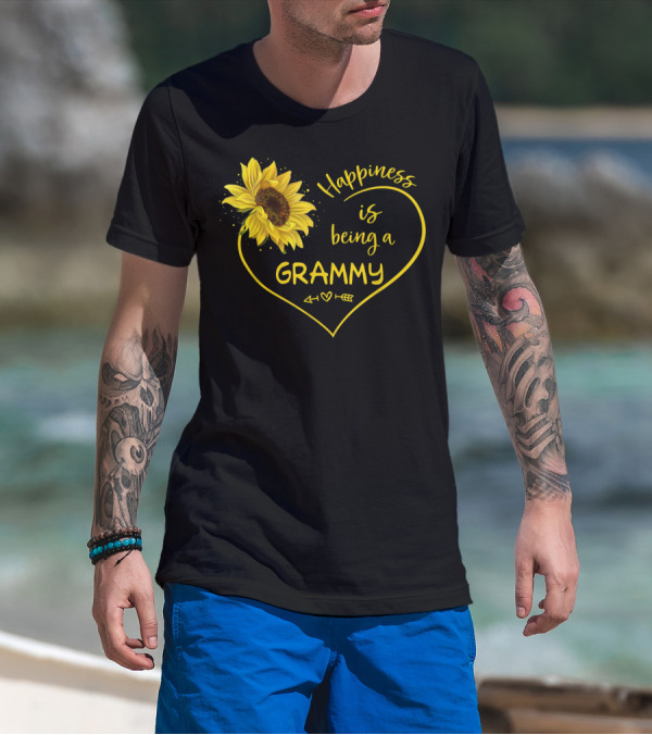 Happiness Is Being A Grammy Sunflower Heart With Arrow T-Shirt