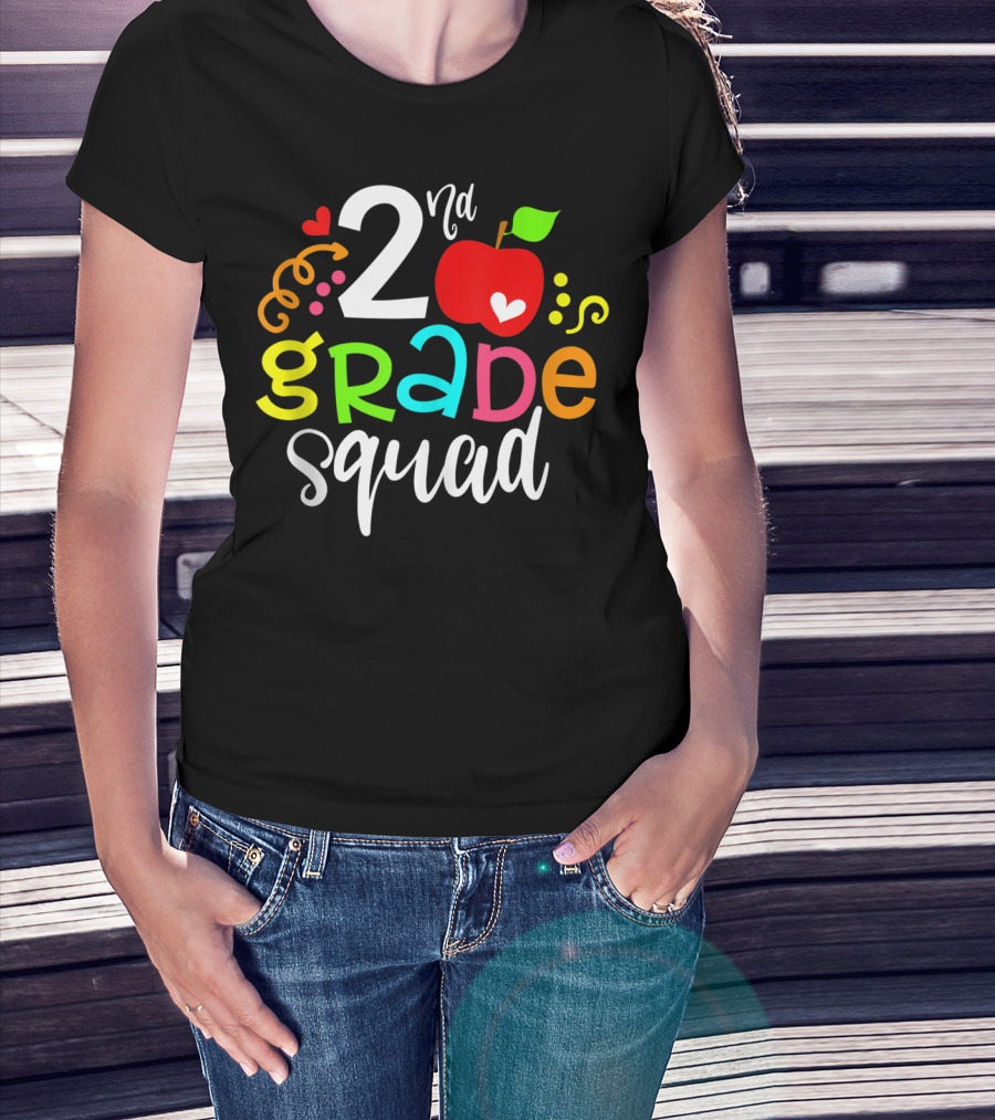 2nd Grade Squad Apple Graphic Second Grade Team T-Shirt