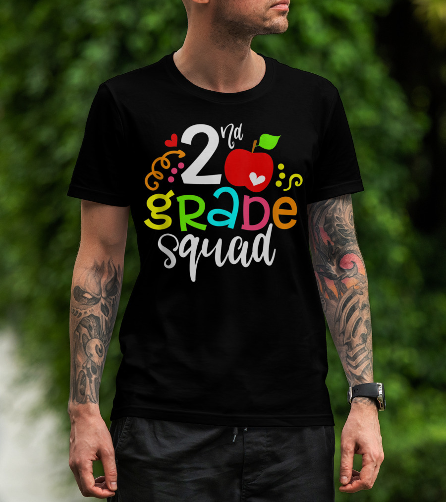 2nd Grade Squad Apple Graphic Second Grade Team T-Shirt