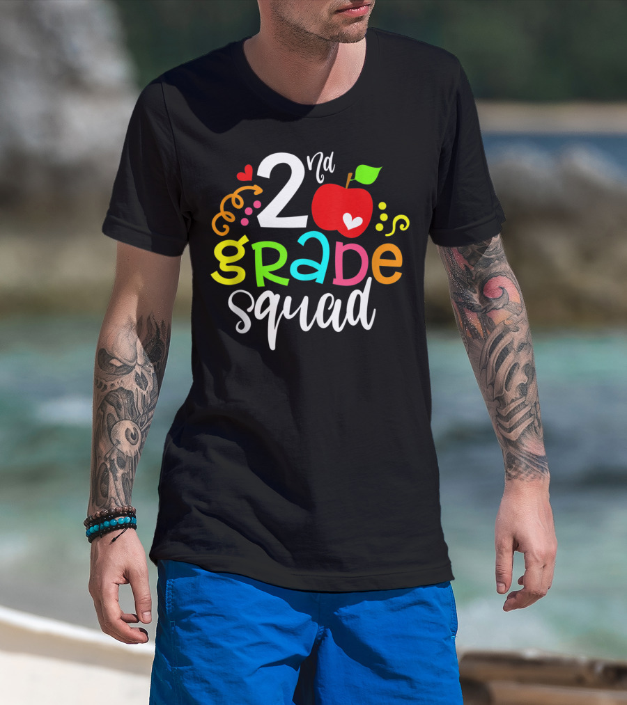 2nd Grade Squad Apple Graphic Second Grade Team T-Shirt