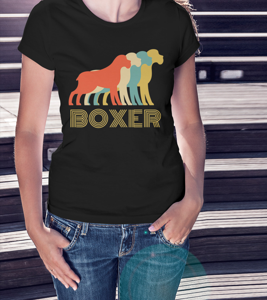 Boxer Dog Breed Vintage Colorful T-Shirt