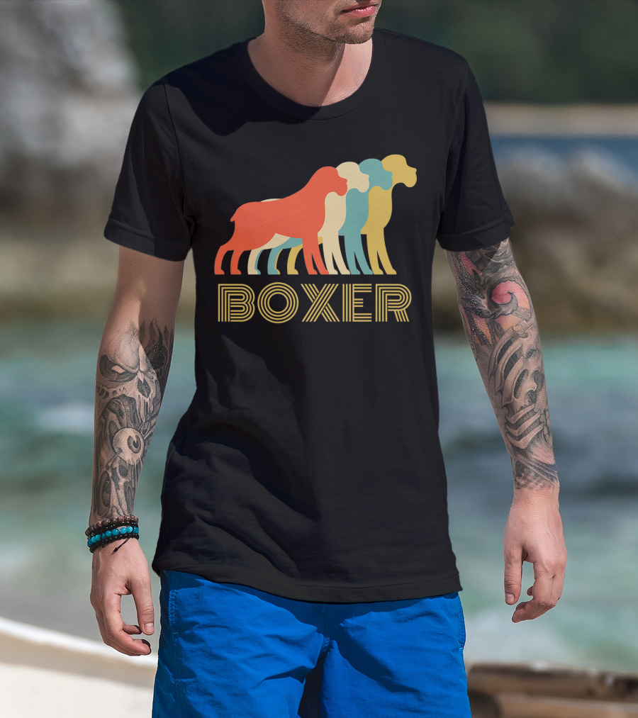 Boxer Dog Breed Vintage Colorful T-Shirt
