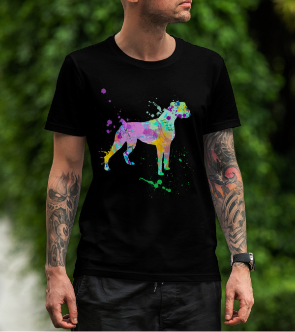 Boxer Dog Lovers Watercolor Splash T-Shirt