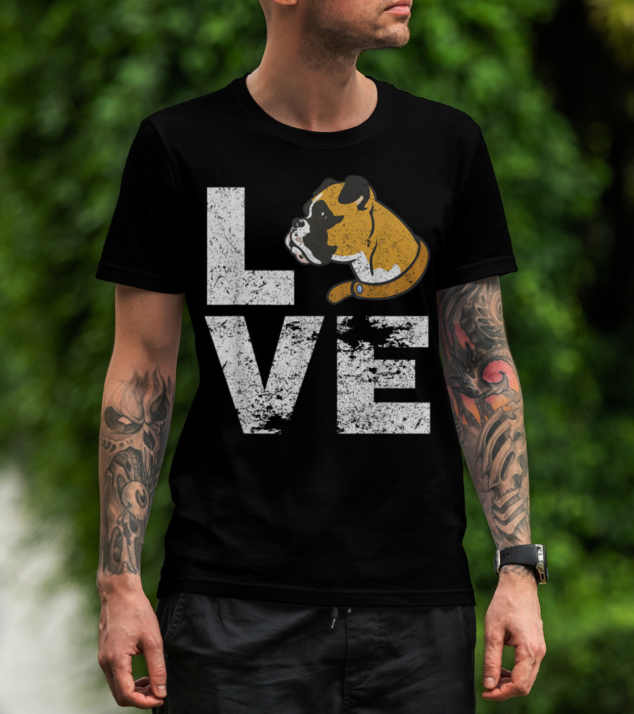 LOVE Boxer Dog Head Funny Dog Lovers T-Shirt