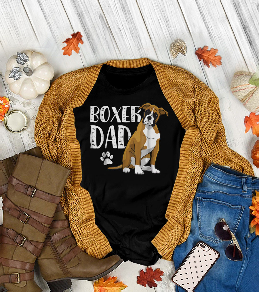 Boxer Dad Dog Paw T-Shirt