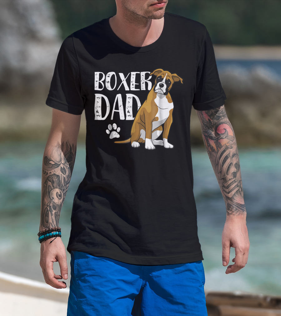 Boxer Dad Dog Paw T-Shirt