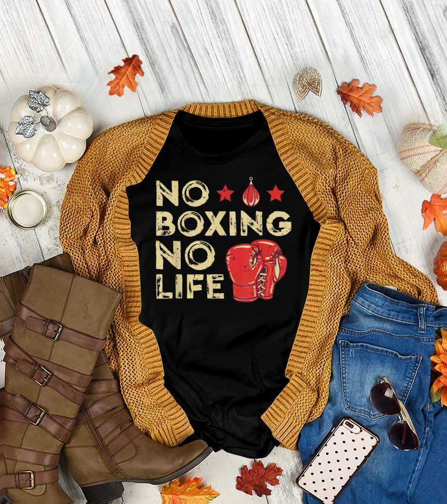 No Boxing No Life Boxer Lover Gloves And Stars T-Shirt