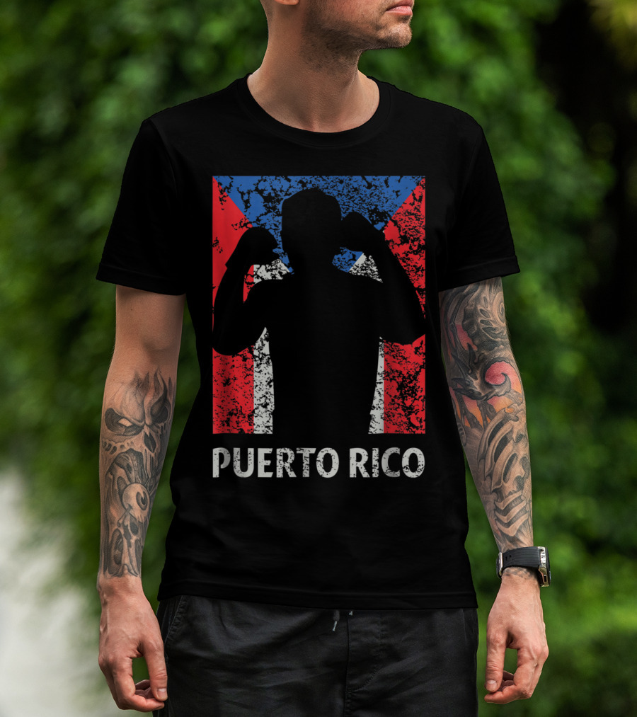 Puerto Rico Flag Boxer Silhouette Pride T-Shirt