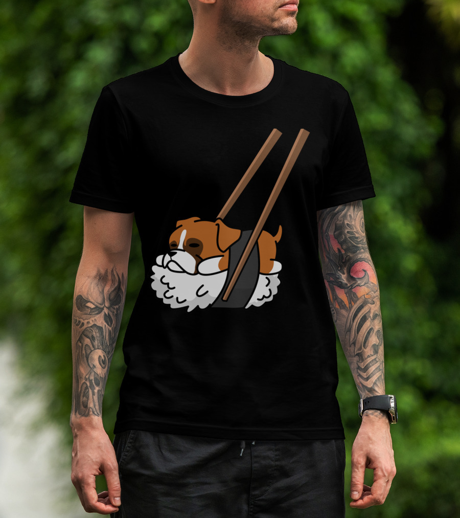 Boxer Dog Sushi With Funny Chopsticks T-Shirt