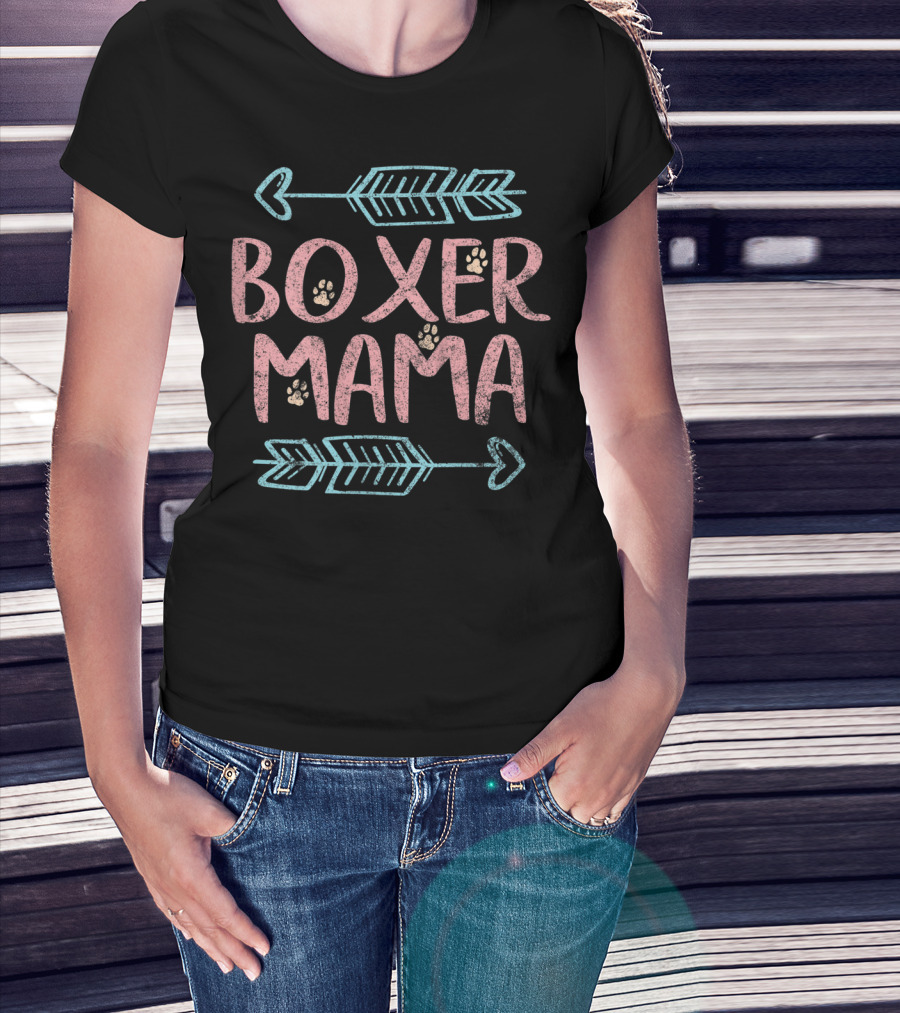 Boxer Mama Arrows Paw Prints T-Shirt