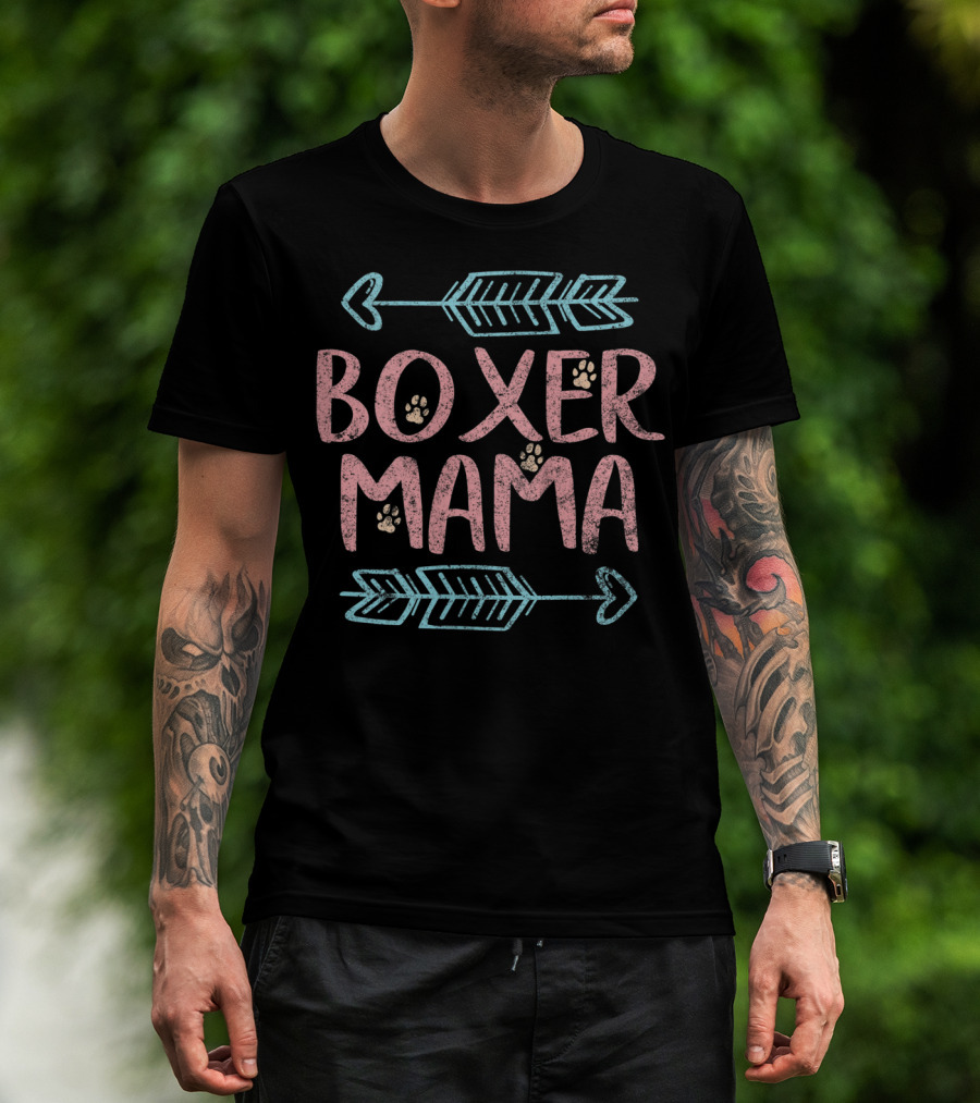 Boxer Mama Arrows Paw Prints T-Shirt