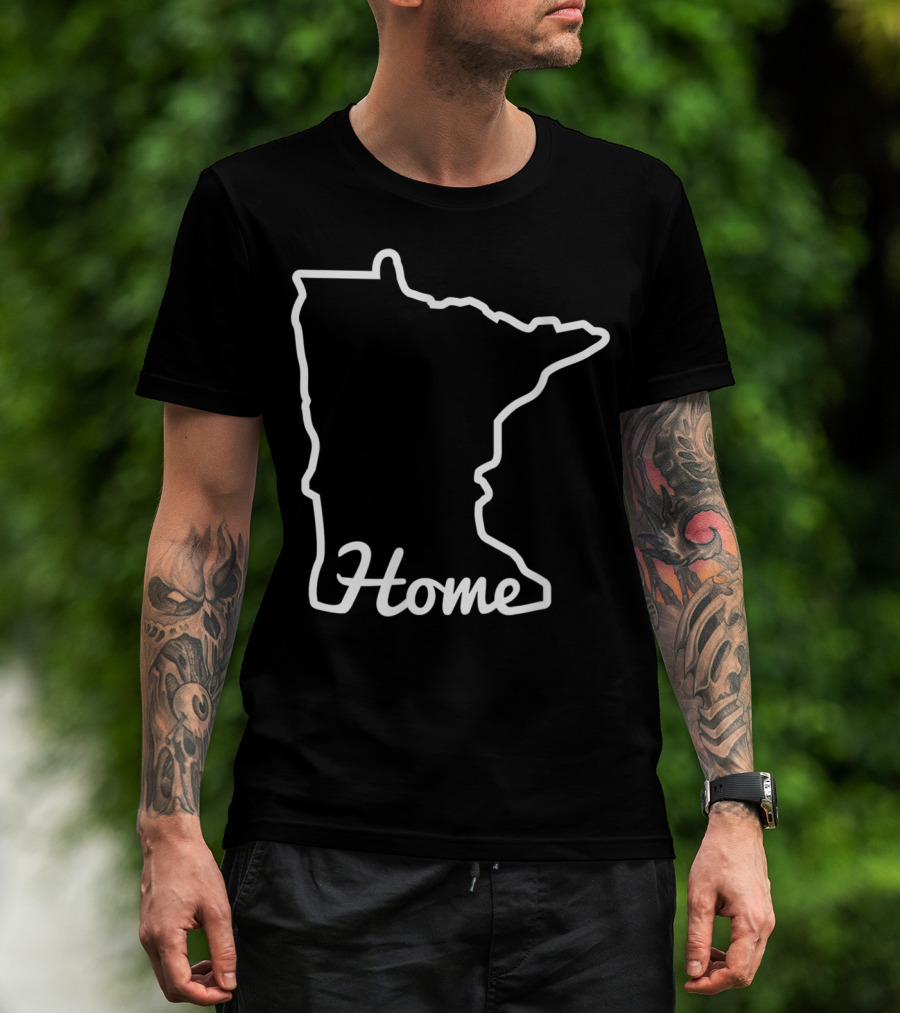 Minnesota Home Map State Outline Native Minnesotan T-Shirt