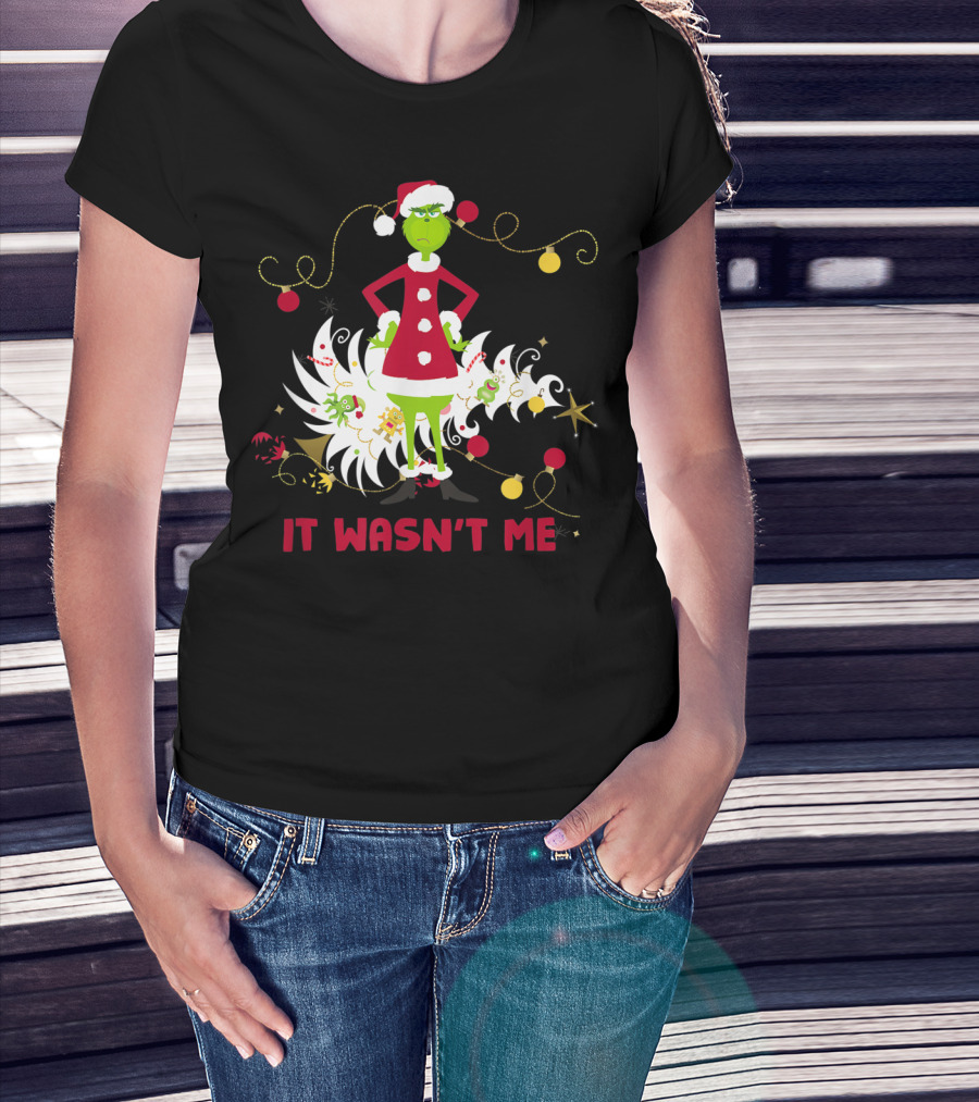Drseuss The Grinch It Wasn't Me Santa Outfit Holiday Whimsy T-Shirt