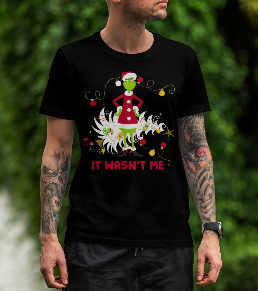 Drseuss The Grinch It Wasn't Me Santa Outfit Holiday Whimsy T-Shirt