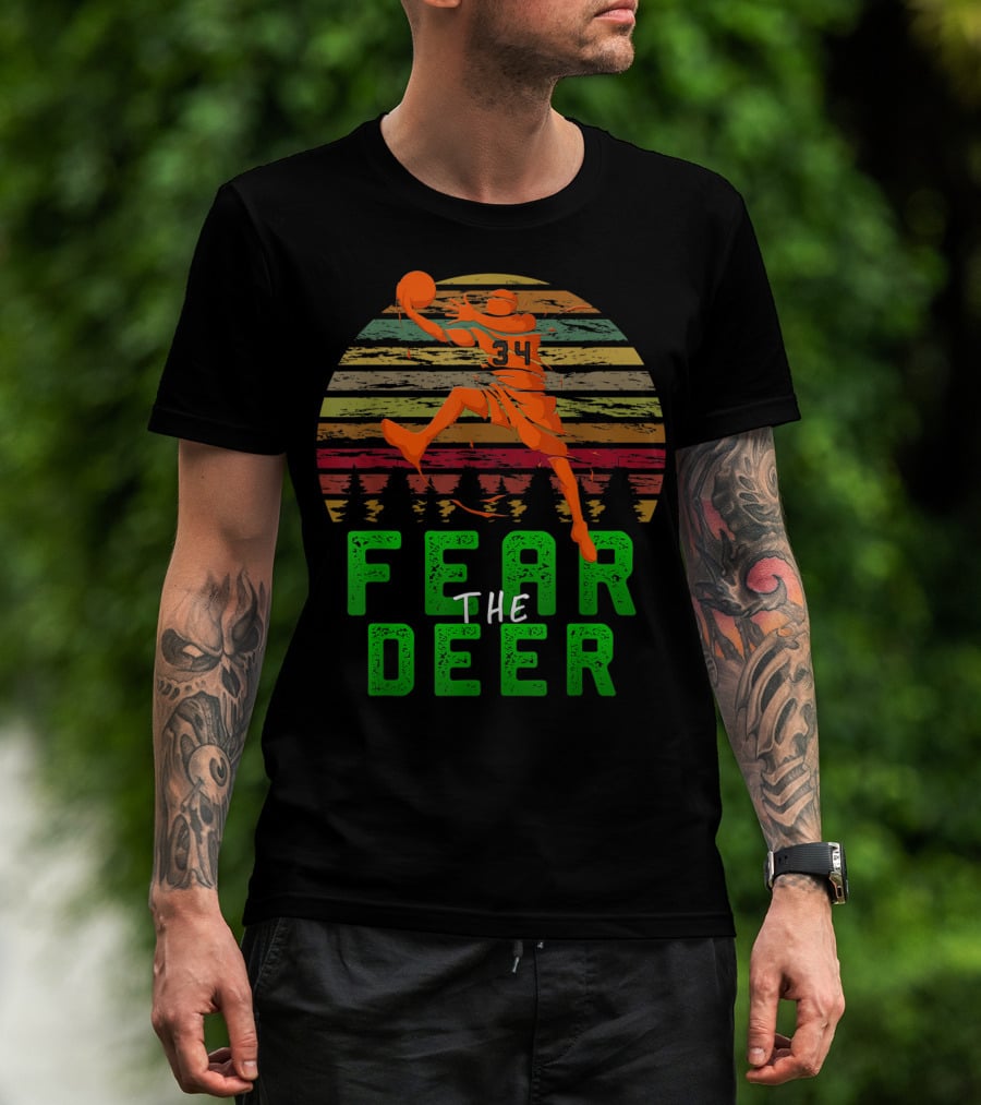 Fear The Deer Milwaukee Basketball Retro Sunset Jumper T-Shirt