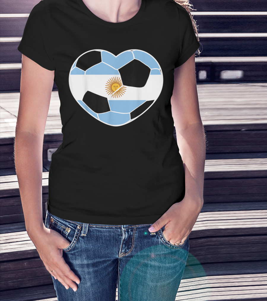 Argentina Soccer Ball Heart Flag Emblem Argentina T-Shirt