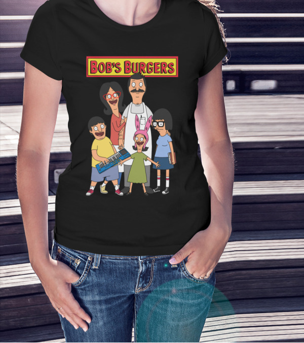 Bob's Burgers Animated Family Group With Bob Linda Tina Gene Louise T-Shirt