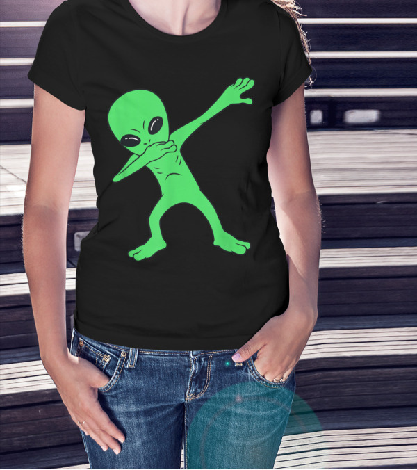 Dabbing Green Alien Halloween Funny Dab Dance T-Shirt