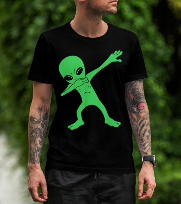 Dabbing Green Alien Halloween Funny Dab Dance T-Shirt
