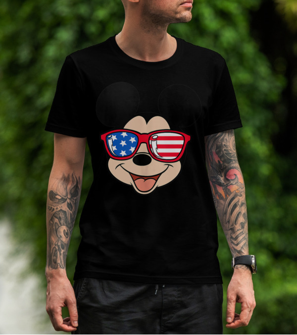 Disney Mickey Mouse American Flag Sunglasses T-Shirt